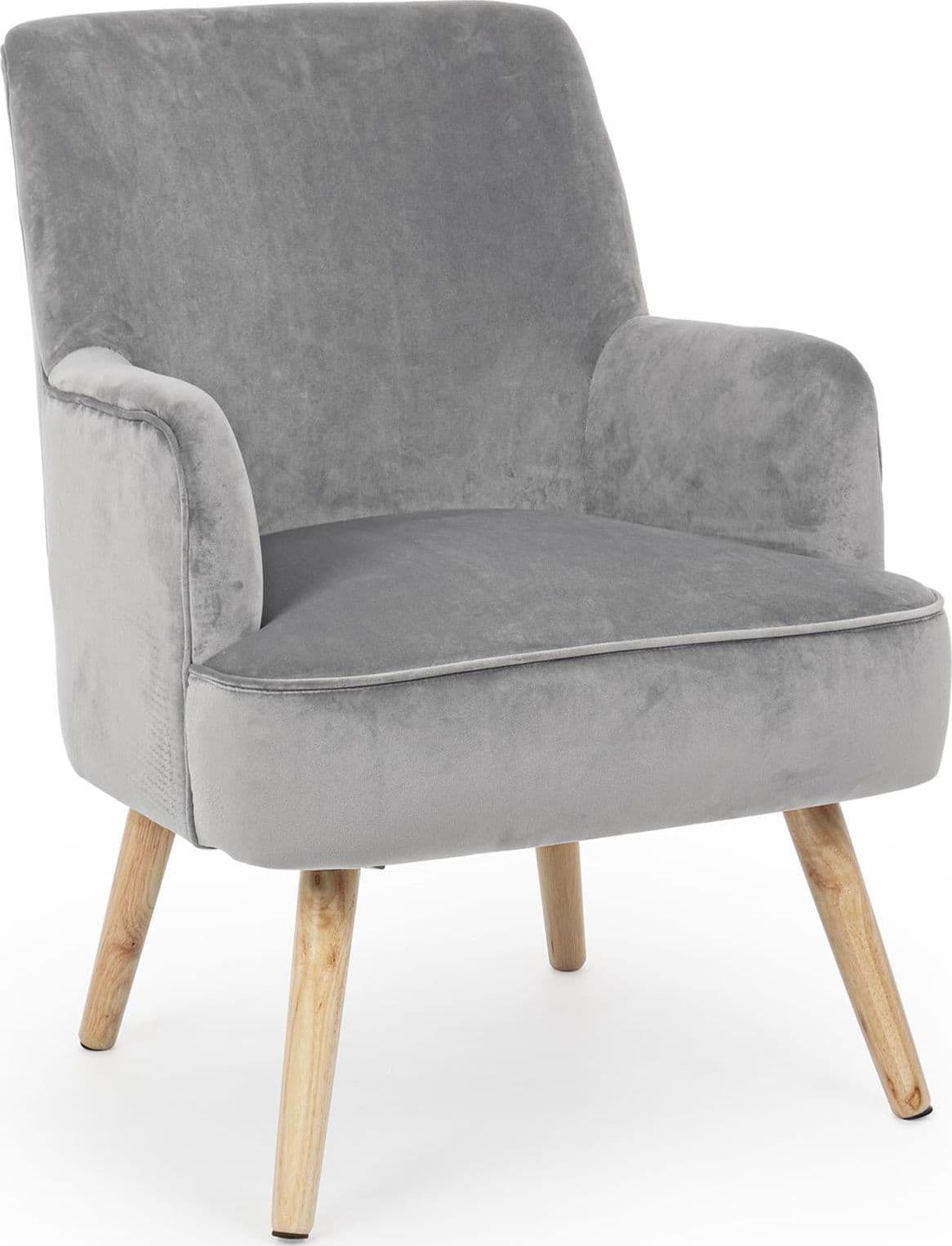 Poltrona imbottita "Adeline" in velluto con braccioli per soggiorno e bagno – Grigio – Andrea Bizzotto Spa – sedia