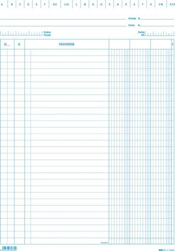 100 SCHEDE 2 COLONNE VERTICALE 21X15CM E3329BL EDIPRO