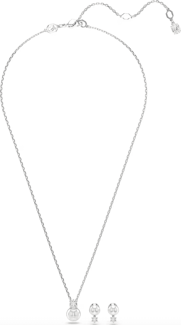 SWAROVSKI - Collana e orecchini Matrix Set perla bianca placcato rodio in Parure di gioielli Alba Gioielli - Casoria, commercioVirtuoso.it
