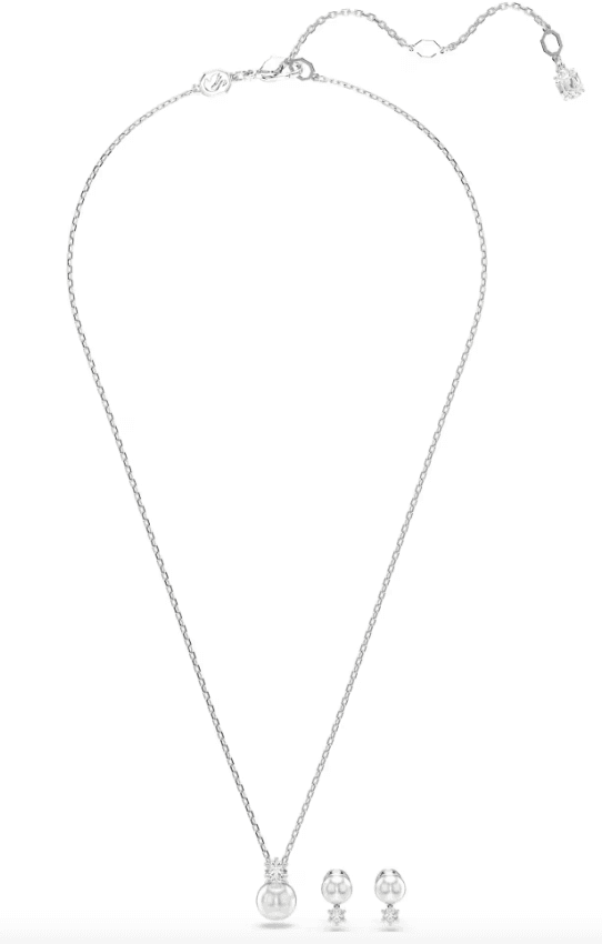 SWAROVSKI - Collana e orecchini Matrix Set perla bianca placcato rodio in Parure di gioielli Alba Gioielli - Casoria, commercioVirtuoso.it