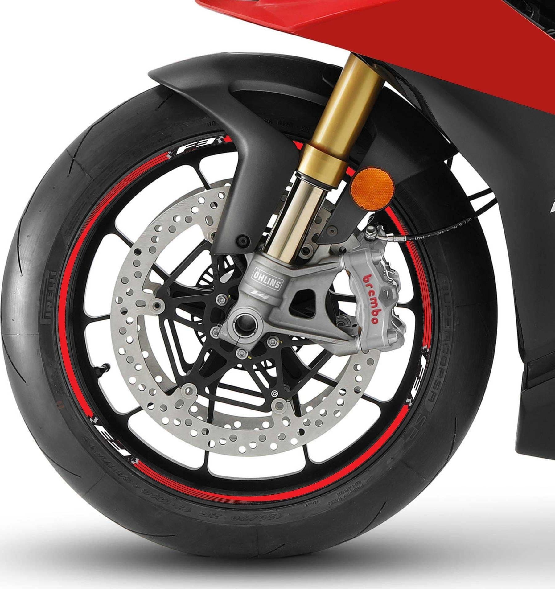 Kit strisce adesive per cerchi F3 ruote 17" compatibili con moto Mv Agusta F3 in Decalcomanie adesivi e magneti LabelBike - Bibbiano, commercioVirtuoso.it