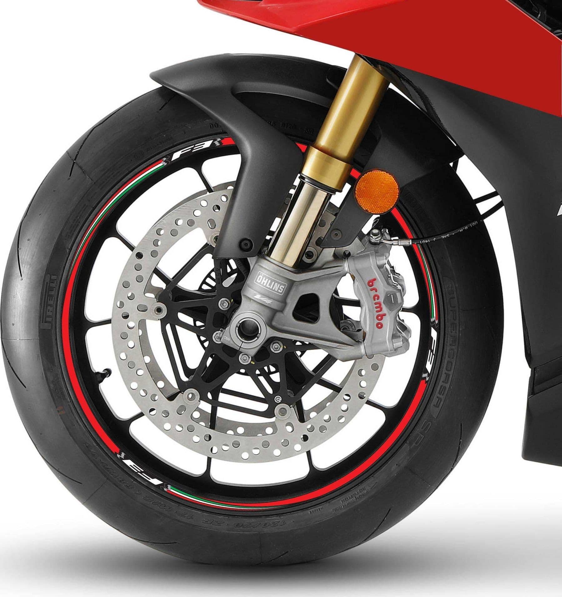 Kit strisce adesive per cerchi F3 ruote 17" compatibili con moto Mv Agusta F3 in Decalcomanie adesivi e magneti LabelBike - Bibbiano, commercioVirtuoso.it