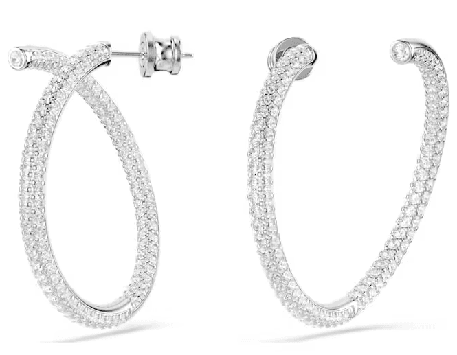 SWAROVSKI - Orecchini a cerchio Dextera Taglio Round, Bianchi, Placcato rodio in Orecchini Alba Gioielli - Casoria, commercioVirtuoso.it