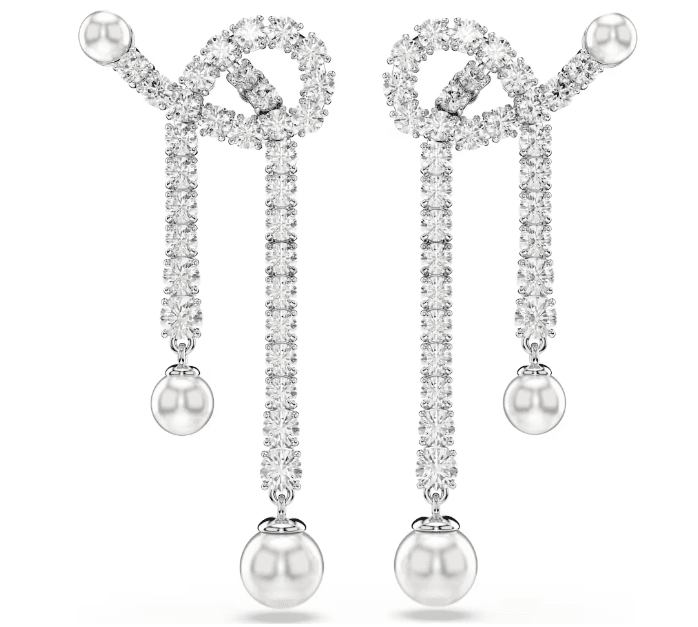 SWAROVSKI - Orecchini pendenti Matrix Crystal Pearl, Taglio Round, Bianchi, Placcato rodio in Orecchini Alba Gioielli - Casoria, commercioVirtuoso.it