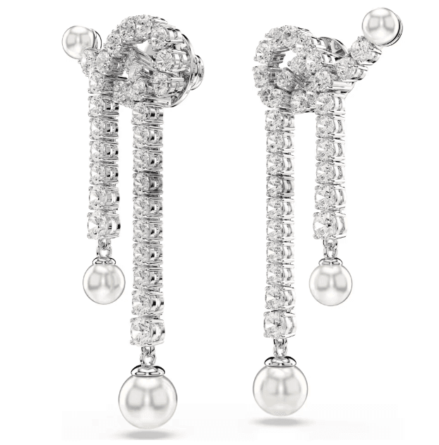 SWAROVSKI - Orecchini pendenti Matrix Crystal Pearl, Taglio Round, Bianchi, Placcato rodio in Orecchini Alba Gioielli - Casoria, commercioVirtuoso.it