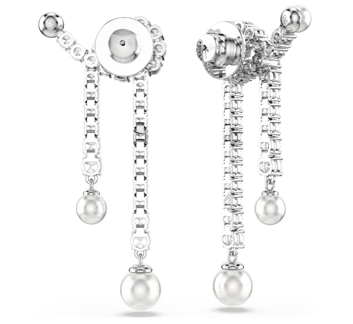 SWAROVSKI - Orecchini pendenti Matrix Crystal Pearl, Taglio Round, Bianchi, Placcato rodio in Orecchini Alba Gioielli - Casoria, commercioVirtuoso.it