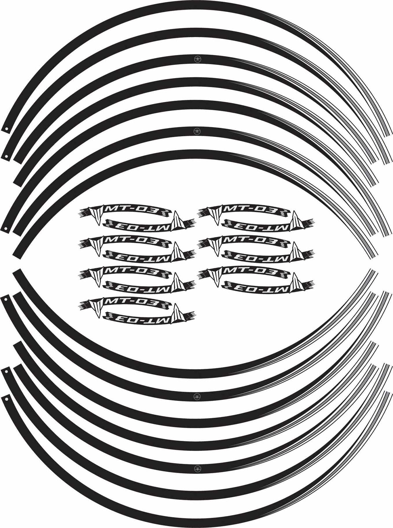 Kit strisce adesive per cerchi Mt03 ruote 17" compatibili con moto Yamaha Mt-03 in Decalcomanie adesivi e magneti LabelBike - Bibbiano, commercioVirtuoso.it