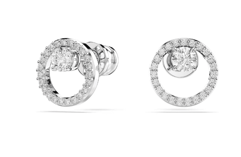 SWAROVSKI - Orecchini a lobo Constella Taglio Round, Bianchi, Placcato rodio