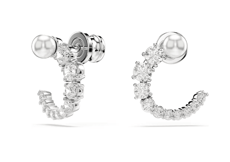 SWAROVSKI - Orecchini a cerchio Matrix Crystal Pearl, Taglio Round, Bianchi, Placcato rodio in Orecchini Alba Gioielli - Casoria, commercioVirtuoso.it