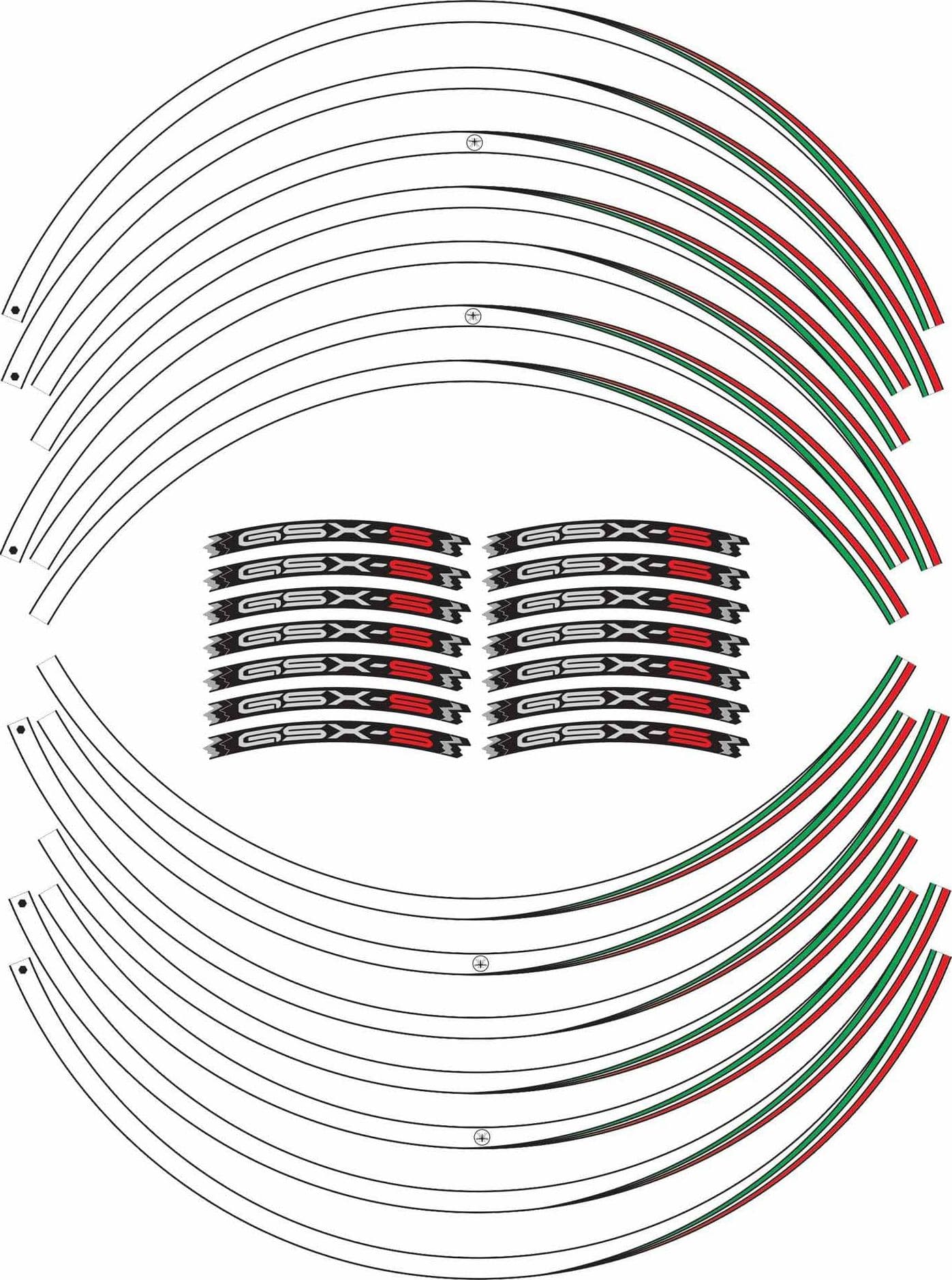 Kit strisce adesive per cerchi ruote 17" compatibili con Suzuki GSXS 950-1000 in Decalcomanie adesivi e magneti LabelBike - Bibbiano, commercioVirtuoso.it