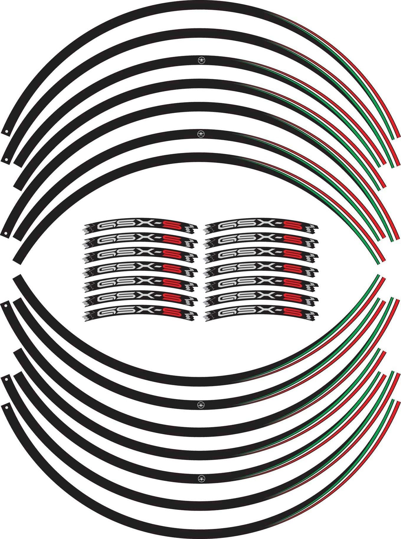 Kit strisce adesive per cerchi ruote 17" compatibili con Suzuki GSXS 950-1000 in Decalcomanie adesivi e magneti LabelBike - Bibbiano, commercioVirtuoso.it