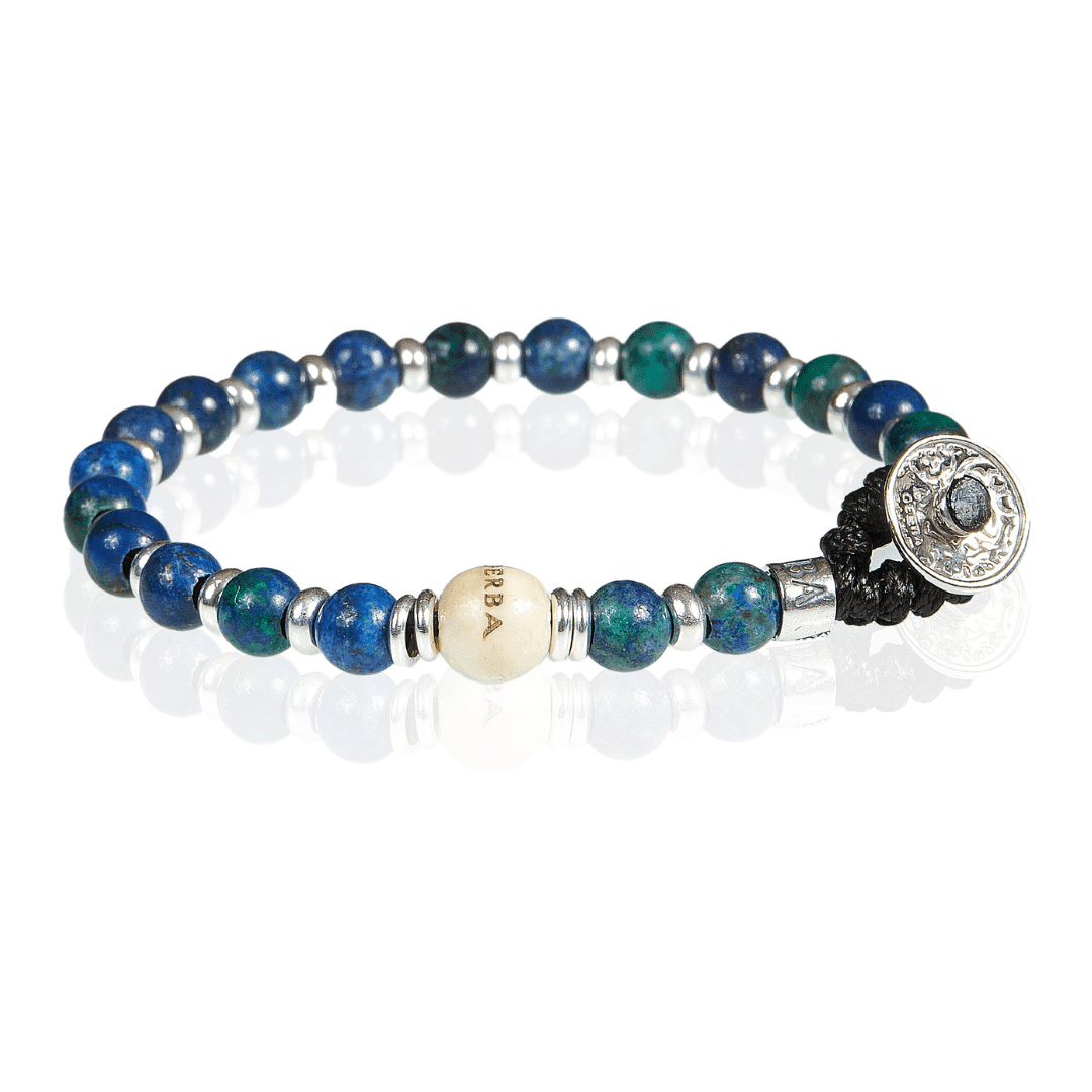 Gerba - Bracciale Gerba Lab in pietra Lapis Argento blu mare uomo donna