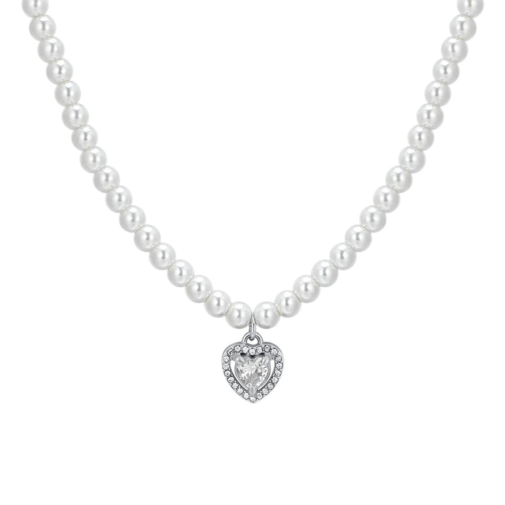 Luca Barra - Collana donna perle e cuore zircone bianco in Collane Alba Gioielli - Casoria, commercioVirtuoso.it