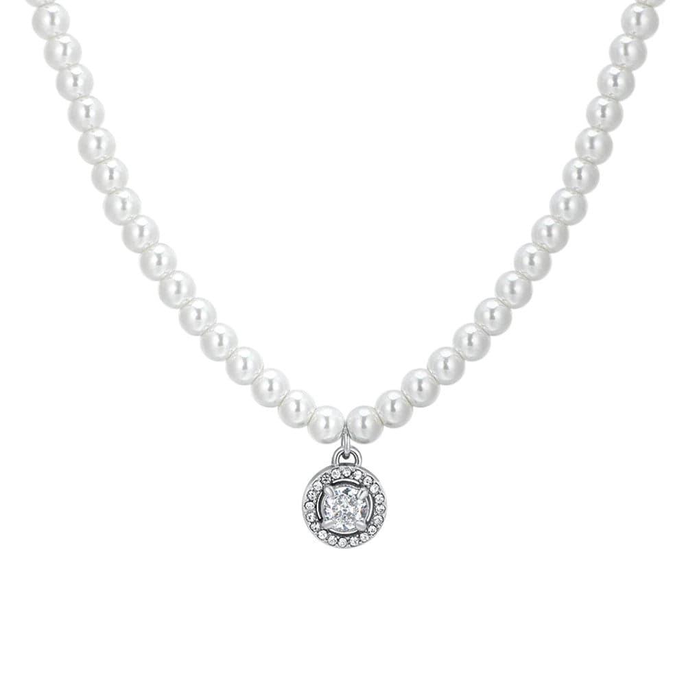 Luca Barra - Collana donna in acciaio perle e zircone bianco