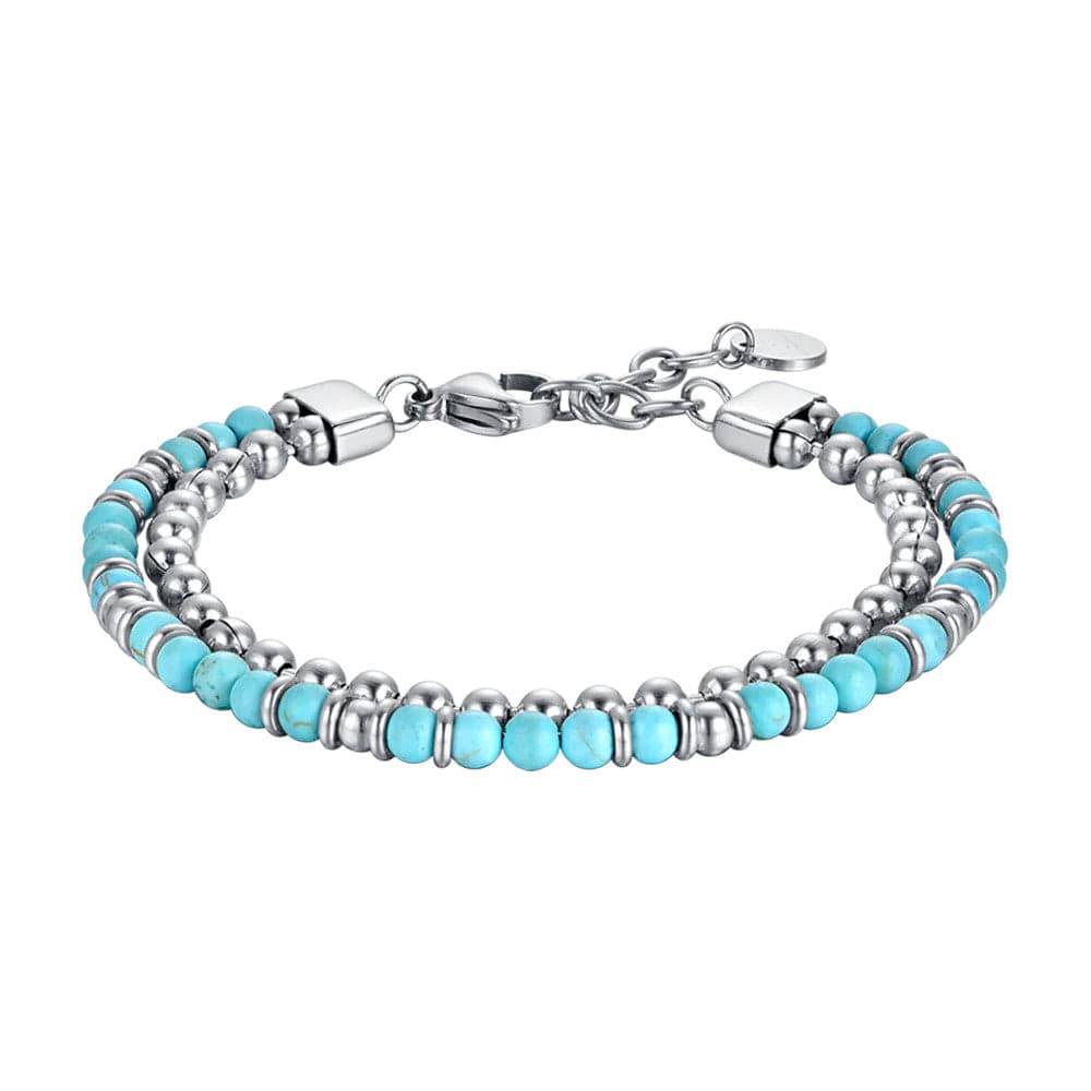 Luca Barra - Bracciale pietre turchesi ed elementi in acciaio in Bracciali Alba Gioielli - Casoria, commercioVirtuoso.it