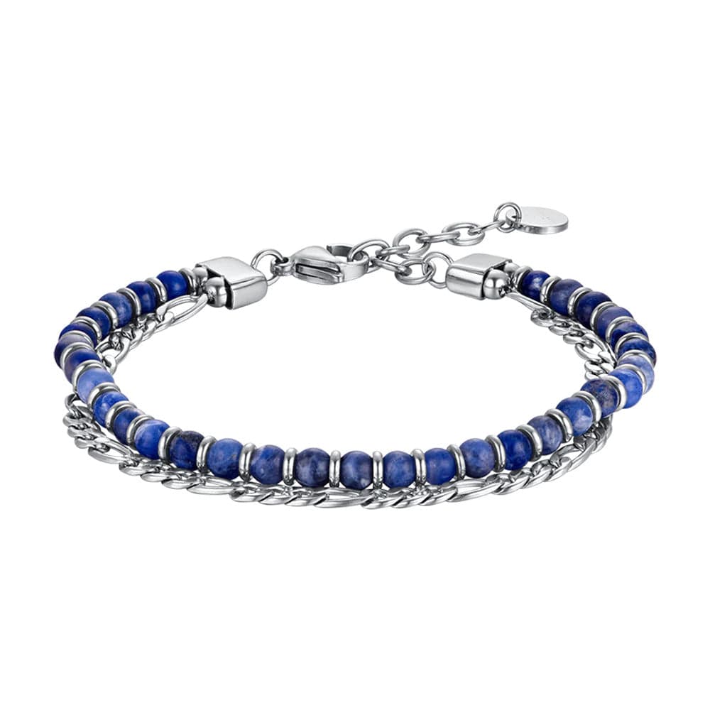 Luca Barra - Bracciale pietre blu ed elementi in acciaio in Bracciali Alba Gioielli - Casoria, commercioVirtuoso.it