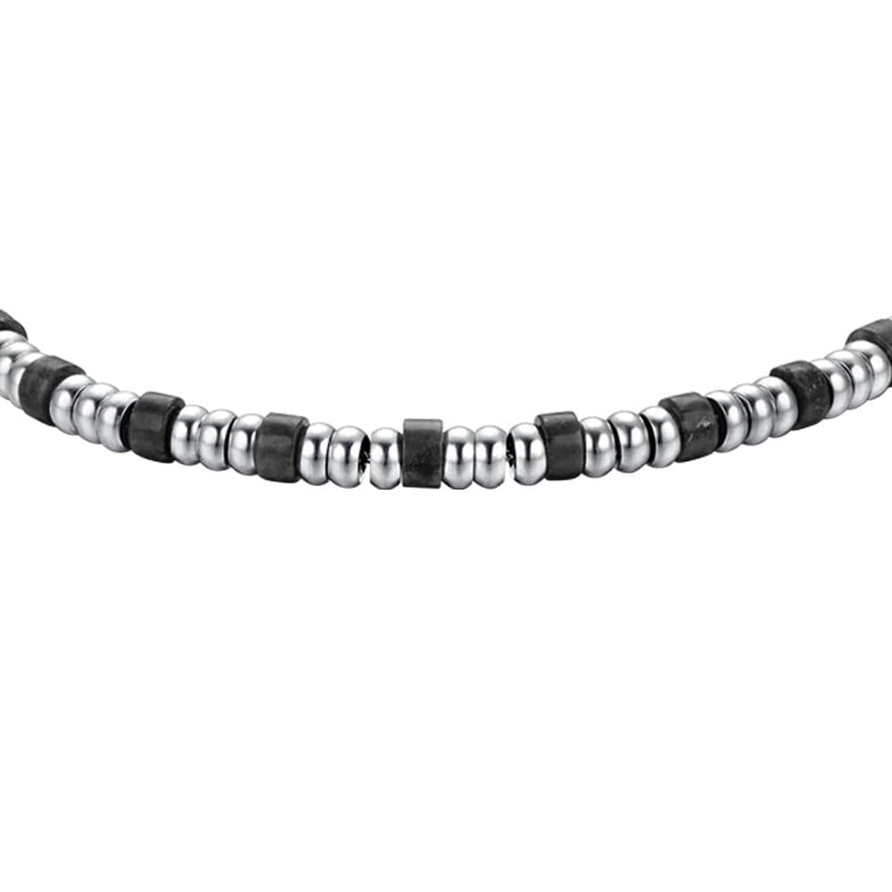Luca Barra - Bracciale con elementi silver e pietre nere in Bracciali Alba Gioielli - Casoria, commercioVirtuoso.it