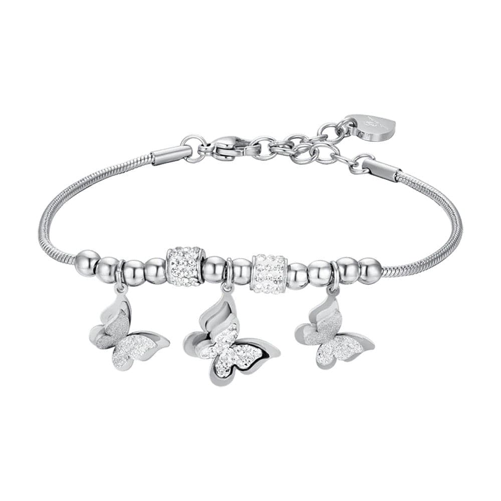 Luca Barra - Bracciale farfalle con cristalli bianchi in Bracciali Alba Gioielli - Casoria, commercioVirtuoso.it