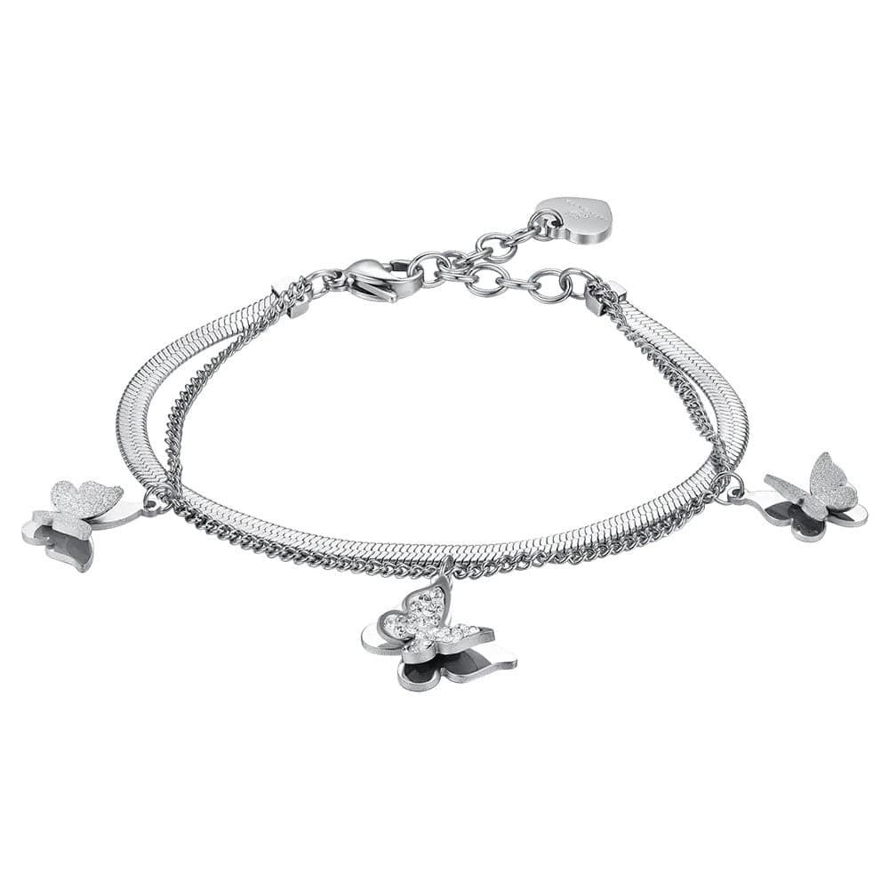 Luca Barra - Bracciale farfalle con cristalli bianchi in Bracciali Alba Gioielli - Casoria, commercioVirtuoso.it