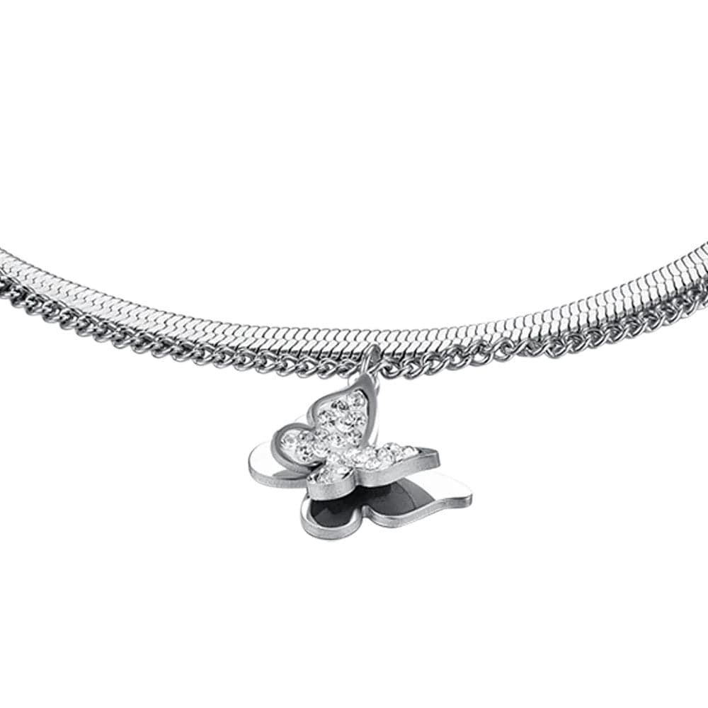 Luca Barra - Bracciale farfalle con cristalli bianchi in Bracciali Alba Gioielli - Casoria, commercioVirtuoso.it