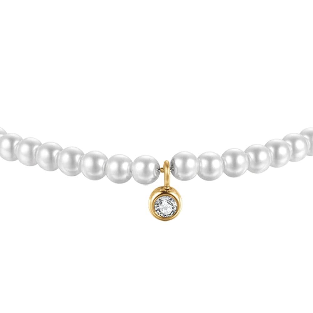 Luca Barra - Bracciale gold perle con cristallo bianco in Bracciali Alba Gioielli - Casoria, commercioVirtuoso.it
