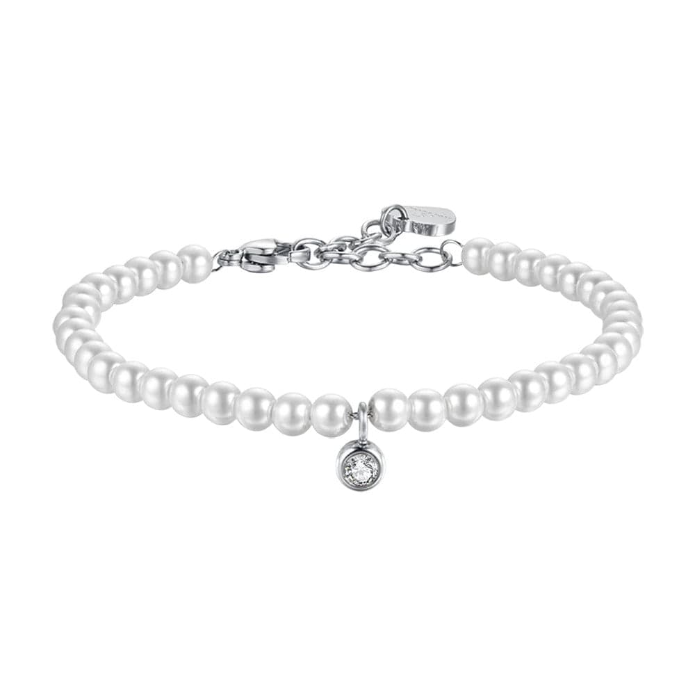 Luca Barra - Bracciale perle con cristallo bianco in Bracciali Alba Gioielli - Casoria, commercioVirtuoso.it