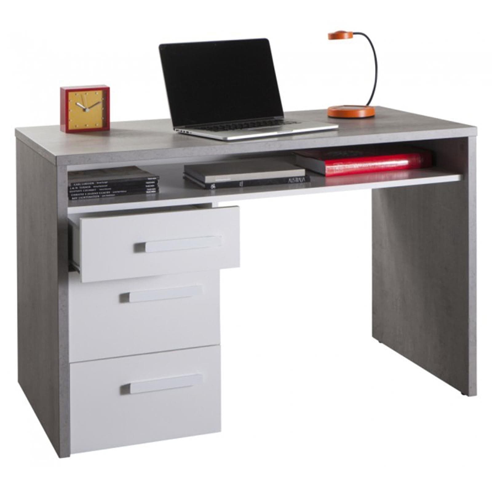 Scrivania con cassetti in legno da ufficio e stanzetta 110 cm postazione porta pc - 15