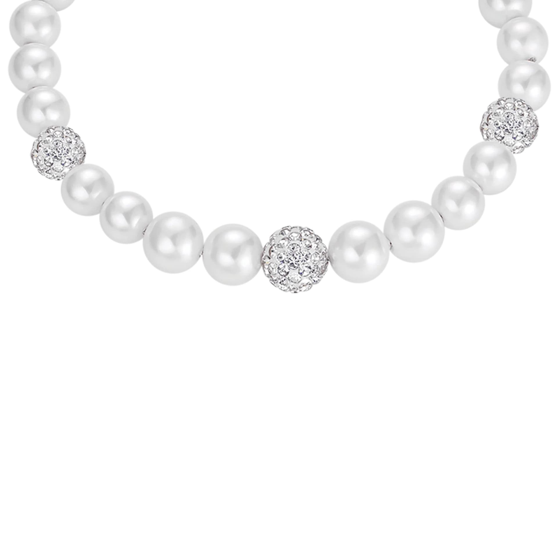 Luca Barra - Bracciale perle con cristalli bianchi in Bracciali Alba Gioielli - Casoria, commercioVirtuoso.it