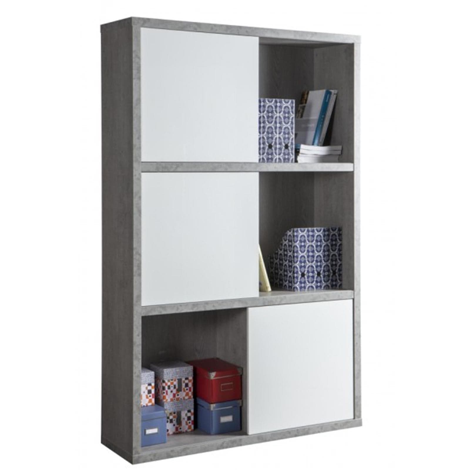 Libreria 12 vani in legno cemento ante scorrevoli da ufficio arredamento interno h 195 cm in Librerie Decor Space - Altamura, commercioVirtuoso.it