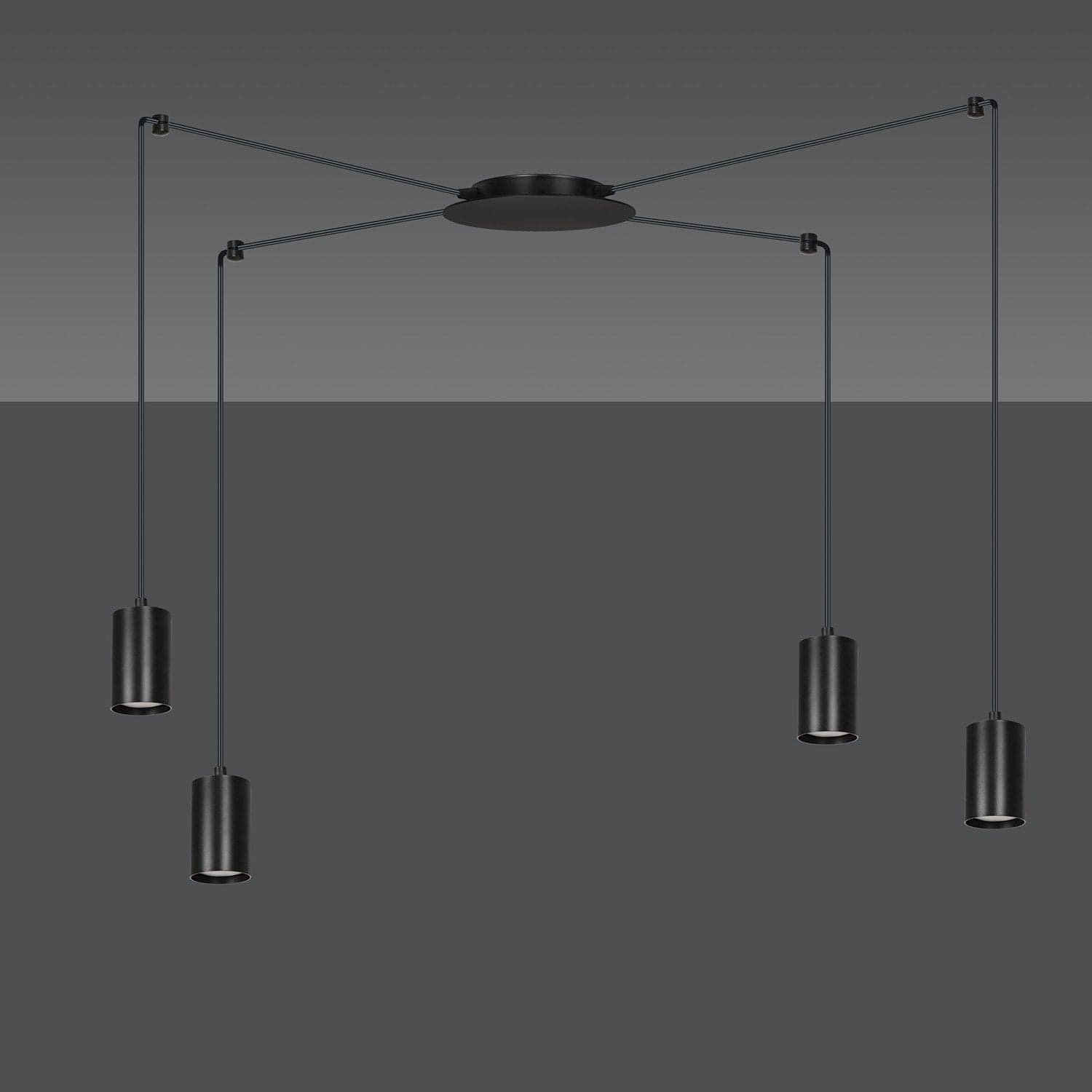 Sospensione A Ragno In Acciaio Nero 4 Luci Tracker Con Cavo 3 Metri in Lampade a sospensione LuceArt - Montecorvino Pugliano, commercioVirtuoso.it