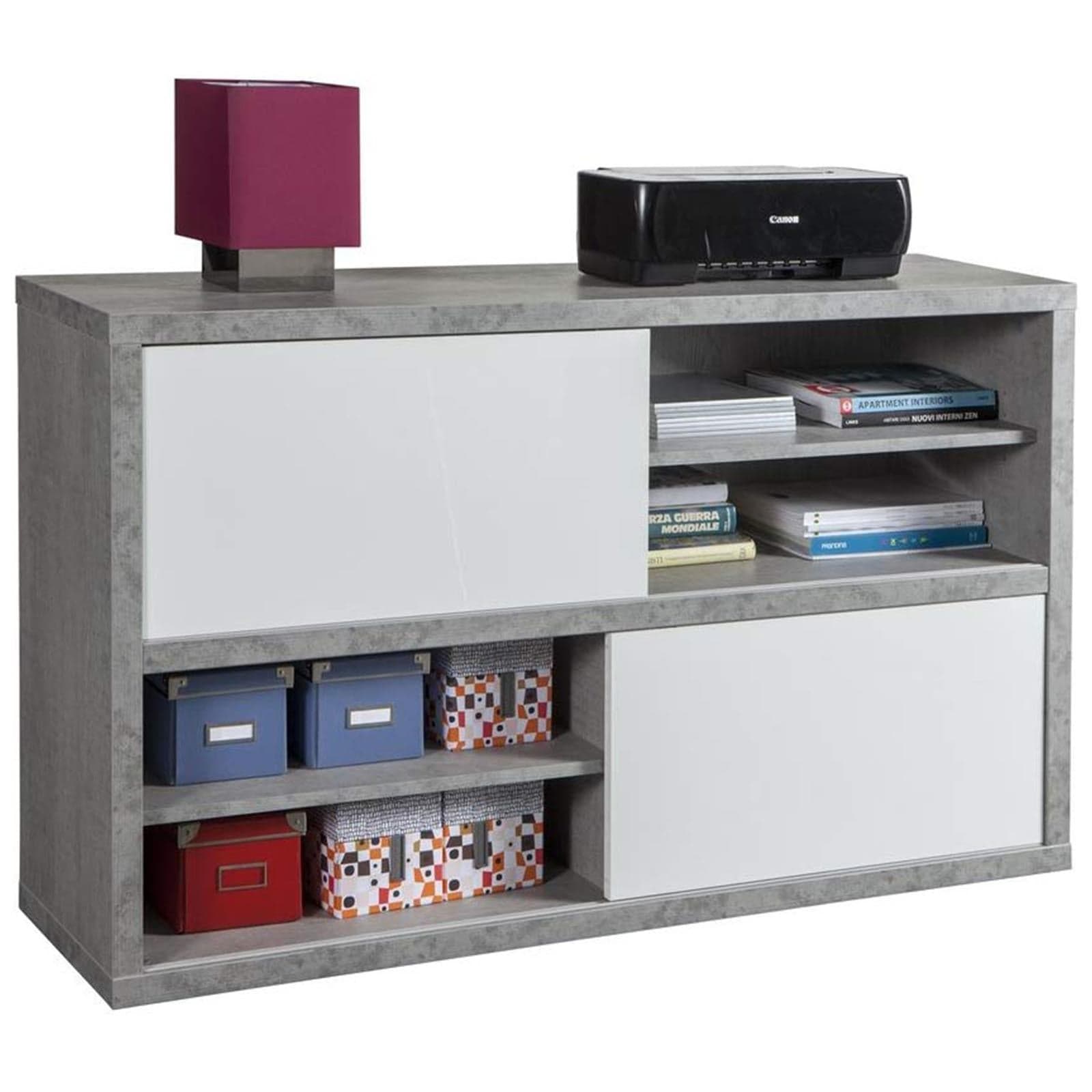 Libreria bassa in legno cemento ante scorrevoli da ufficio arredamento interno h 87 cm in Librerie Decor Space - Altamura, commercioVirtuoso.it