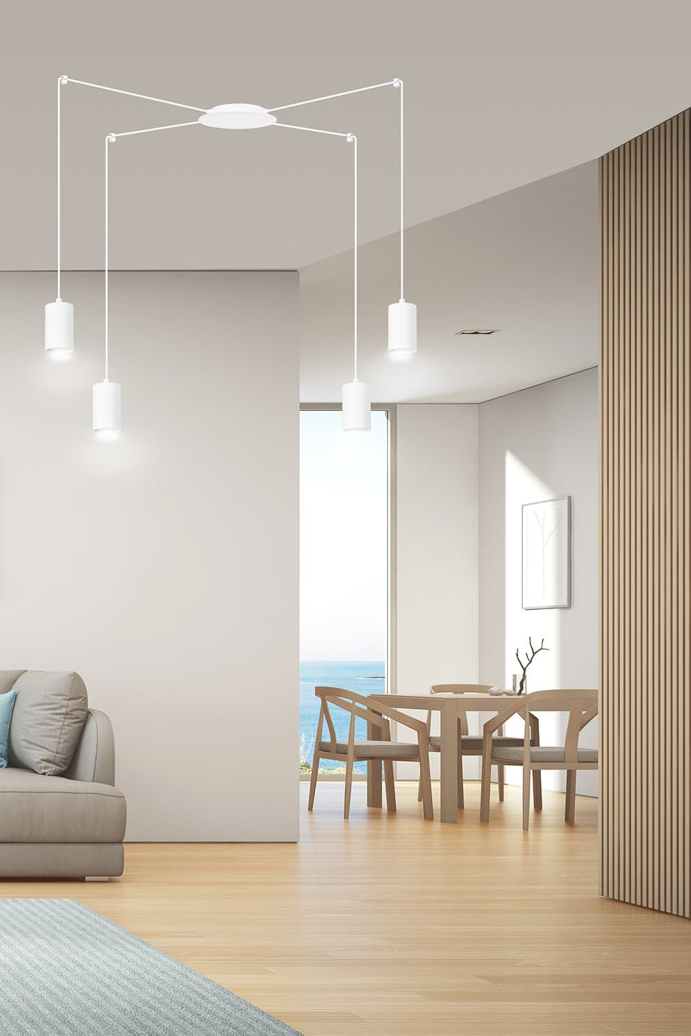 Sospensione A Ragno In Acciaio Bianco 4 Luci Tracker Con Cavo 3 Metri in Lampade a sospensione LuceArt - Montecorvino Pugliano, commercioVirtuoso.it