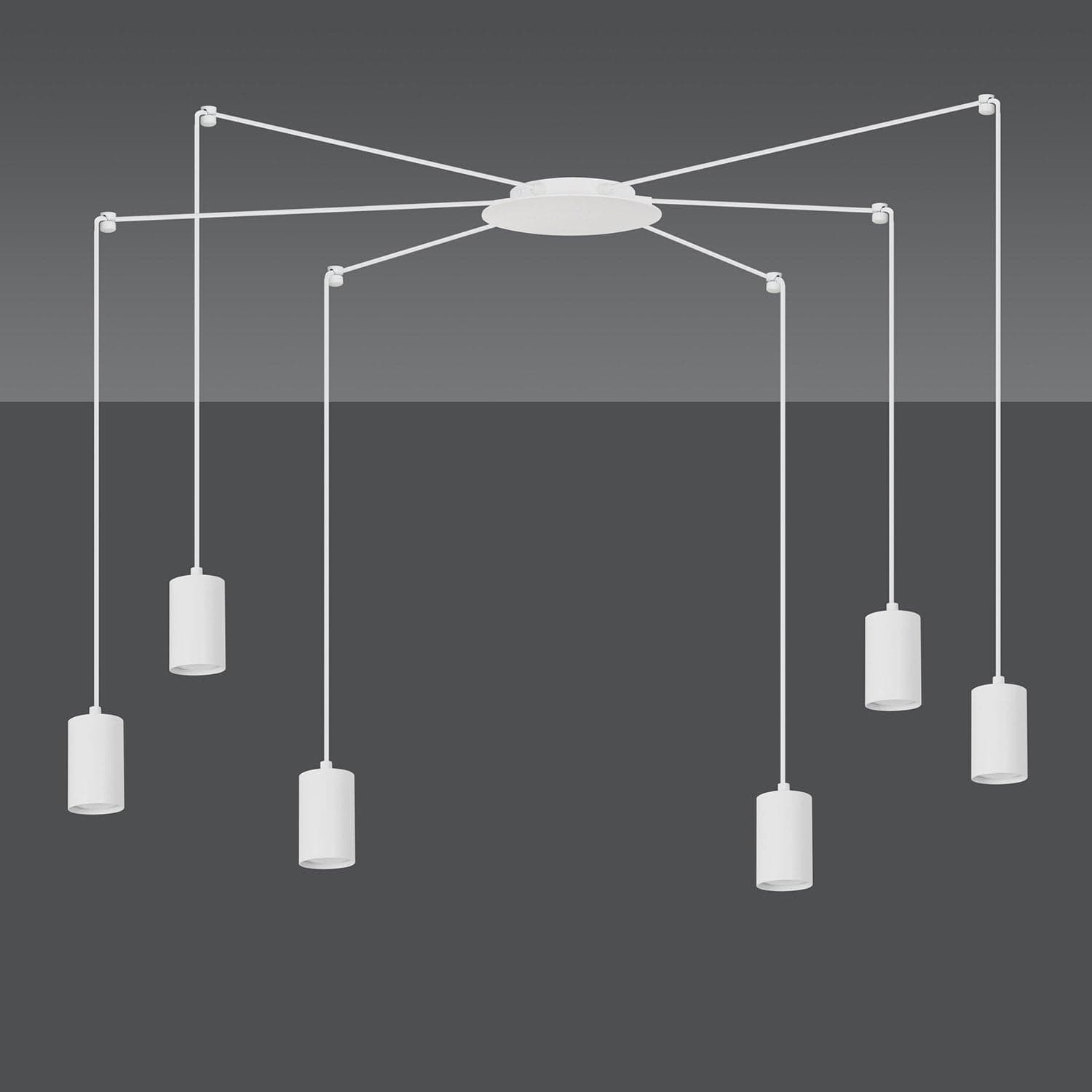 Sospensione A Ragno In Acciaio Bianco 6 Luci Tracker Con Cavo 3 Metri in Lampade a sospensione LuceArt - Montecorvino Pugliano, commercioVirtuoso.it