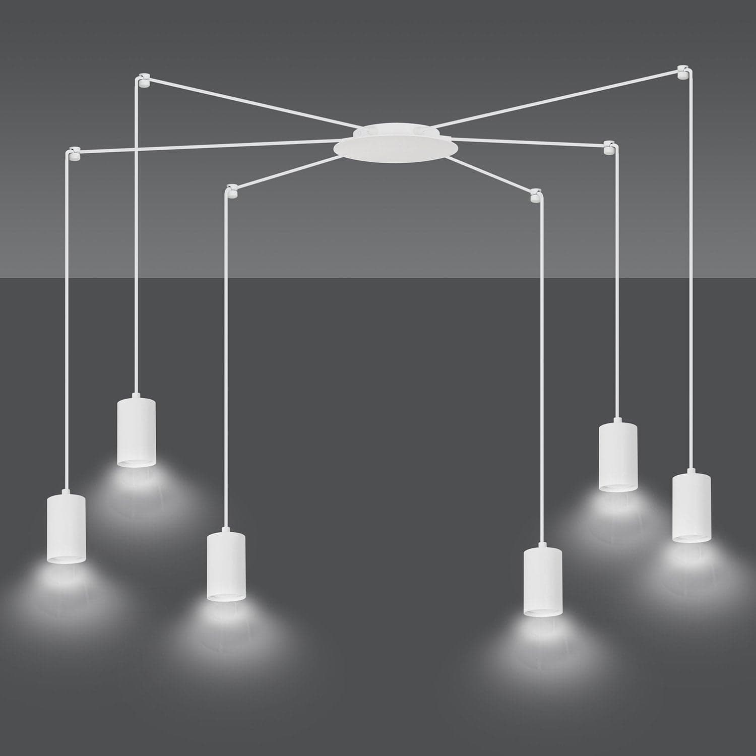 Sospensione A Ragno In Acciaio Bianco 6 Luci Tracker Con Cavo 3 Metri in Lampade a sospensione LuceArt - Montecorvino Pugliano, commercioVirtuoso.it