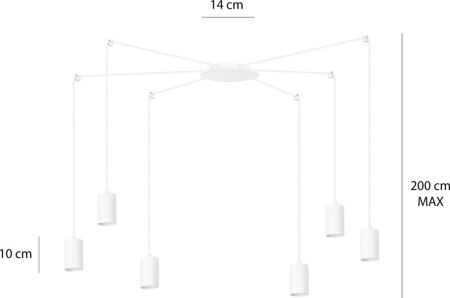 Sospensione A Ragno In Acciaio Bianco 6 Luci Tracker Con Cavo 3 Metri in Lampade a sospensione LuceArt - Montecorvino Pugliano, commercioVirtuoso.it
