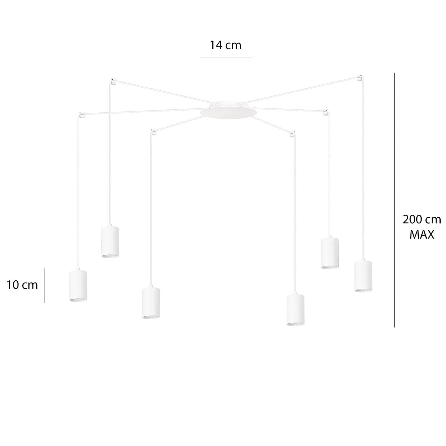 Sospensione A Ragno In Acciaio Bianco 6 Luci Tracker Con Cavo 3 Metri in Lampade a sospensione LuceArt - Montecorvino Pugliano, commercioVirtuoso.it
