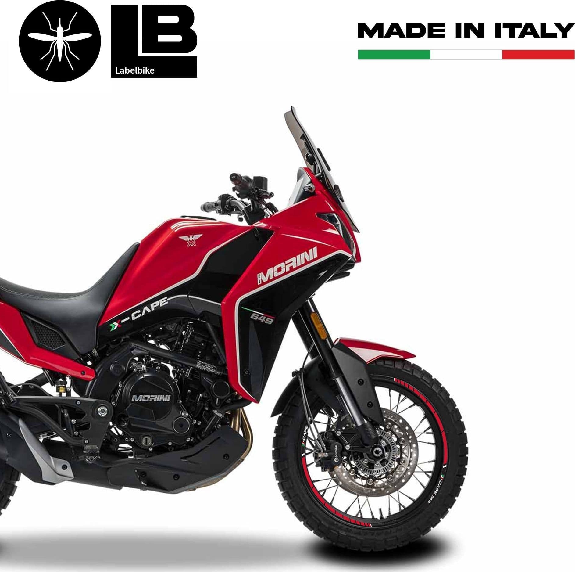 Kit strisce adesive per cerchi moto compatibili con Moto Morini X-CAPE 2022 in Decalcomanie adesivi e magneti LabelBike - Bibbiano, commercioVirtuoso.it