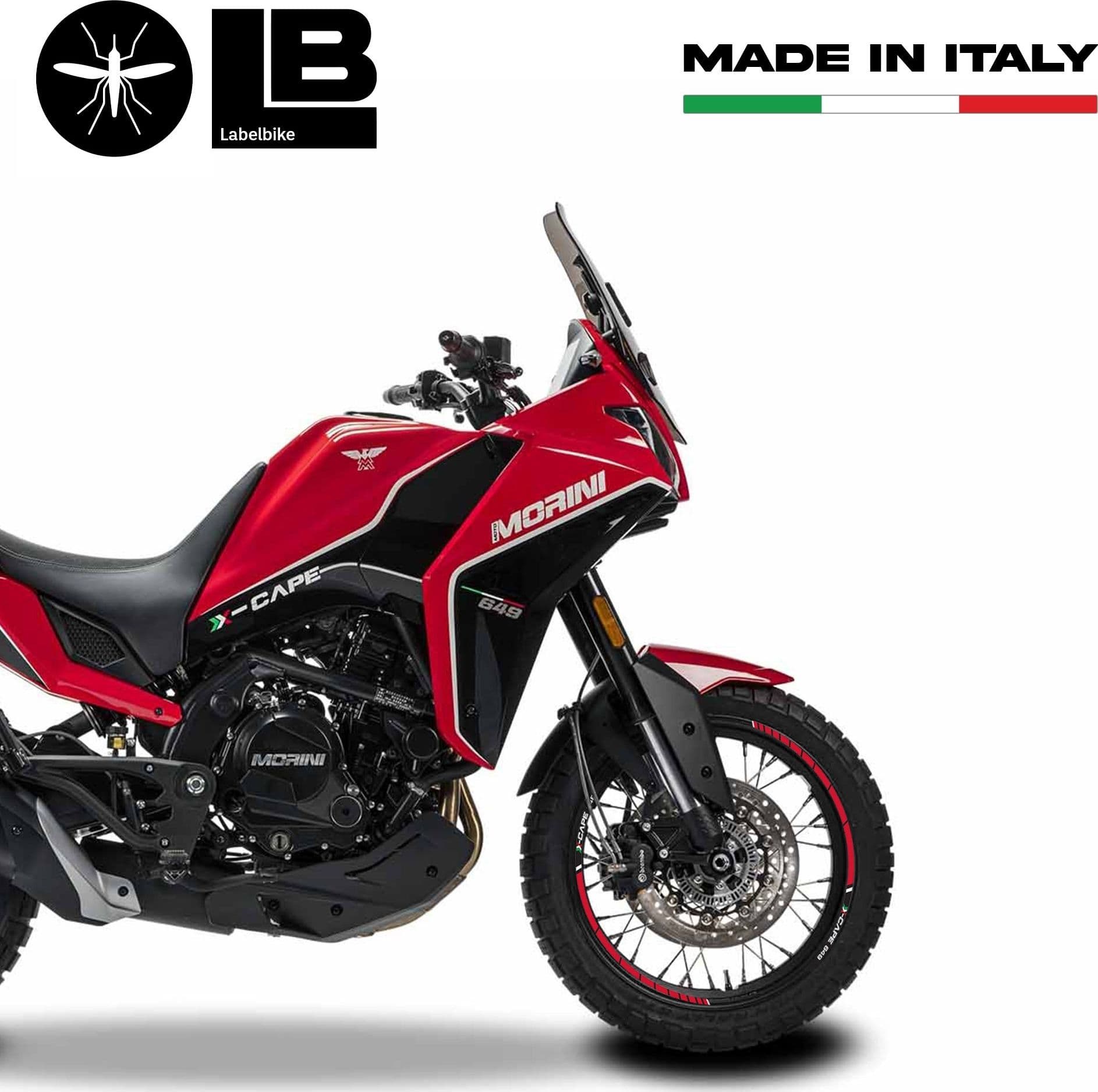 Kit strisce adesive per cerchi moto compatibili con Moto Morini X-CAPE 2022 in Decalcomanie adesivi e magneti LabelBike - Bibbiano, commercioVirtuoso.it