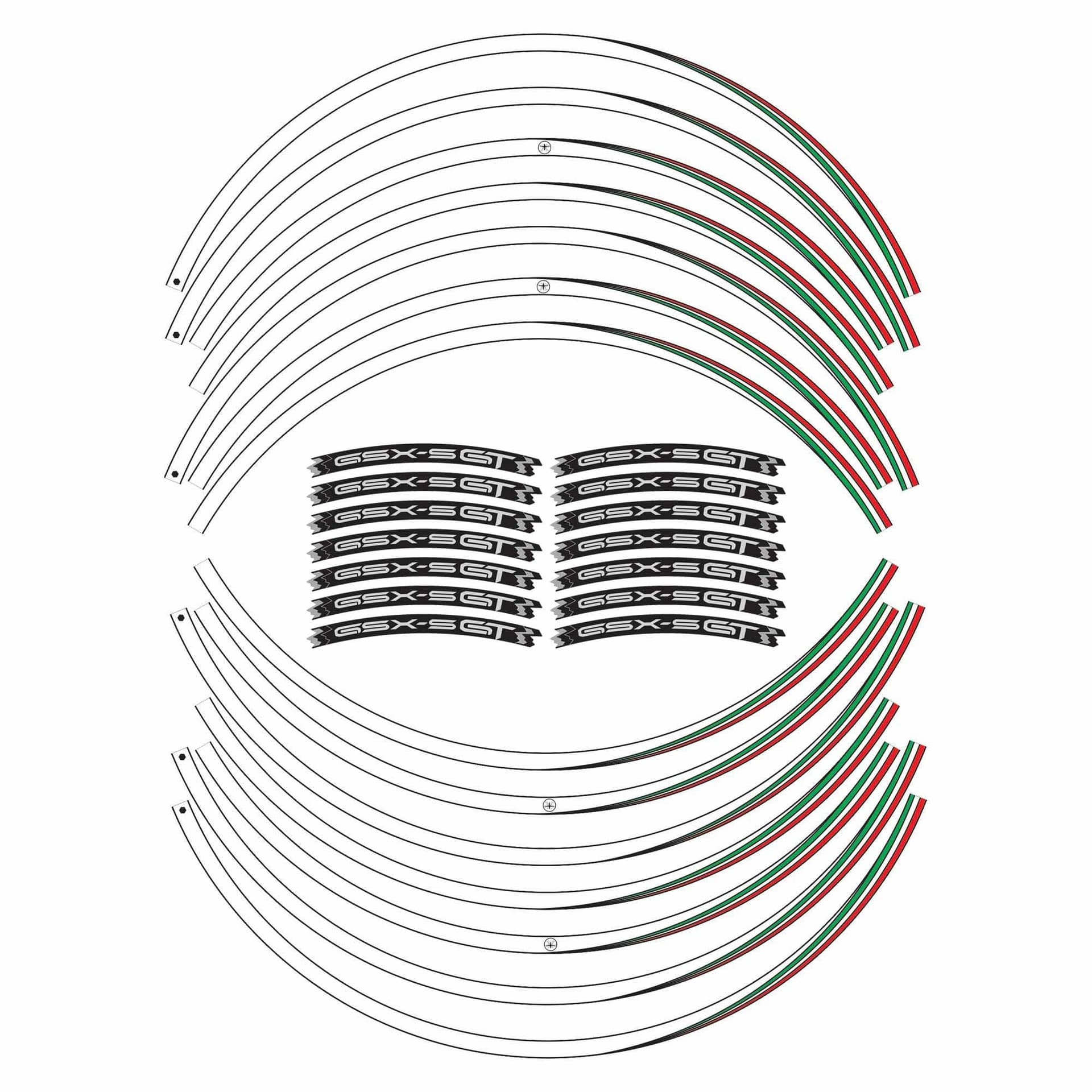 Kit strisce adesive per cerchi ruote 17" compatibili con Suzuki GSXS 1000 GT in Decalcomanie adesivi e magneti LabelBike - Bibbiano, commercioVirtuoso.it
