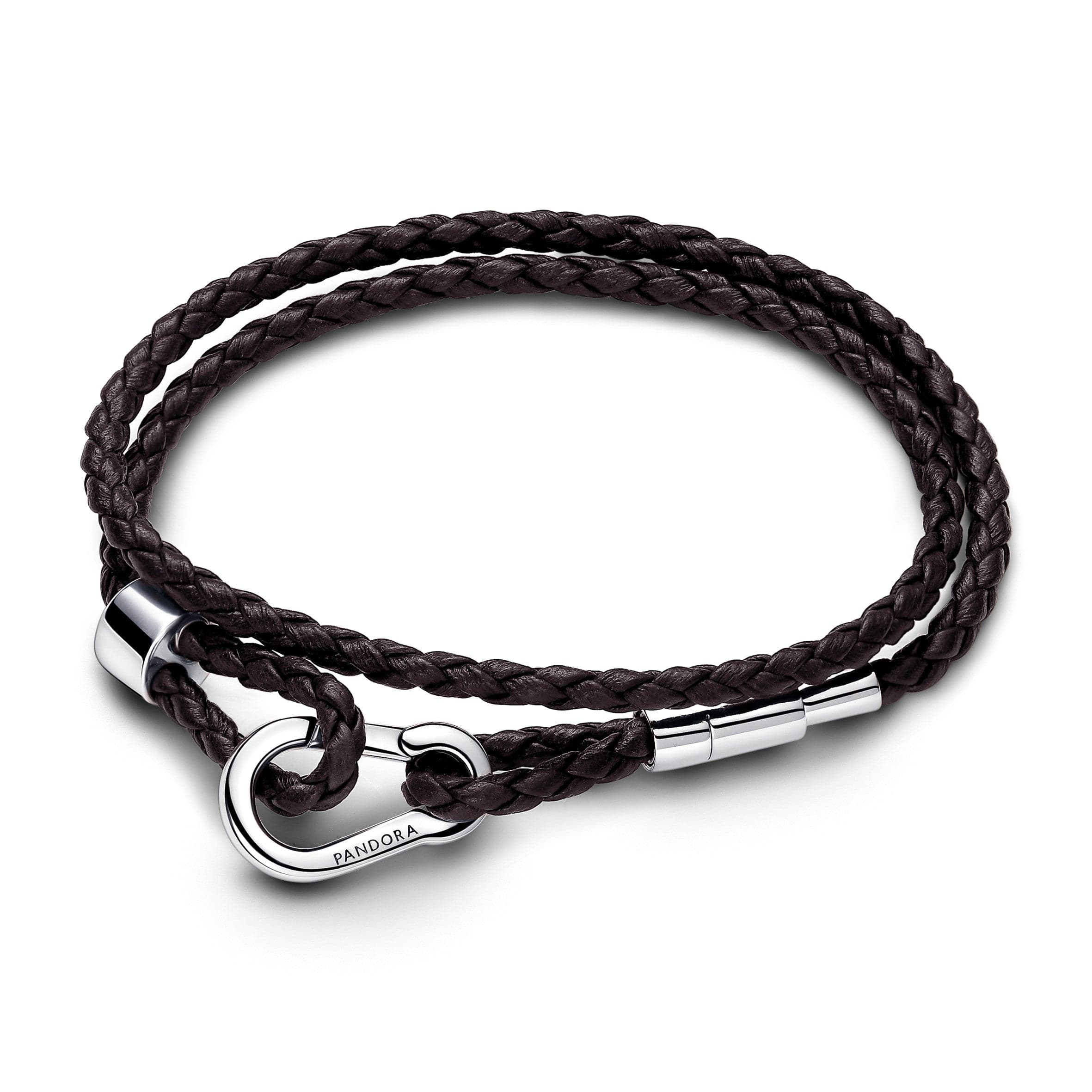 Pandora - Bracciale in Pelle Marrone Doppio con Chiusura a Moschettone Regolabile in Bracciali Alba Gioielli - Casoria, commercioVirtuoso.it