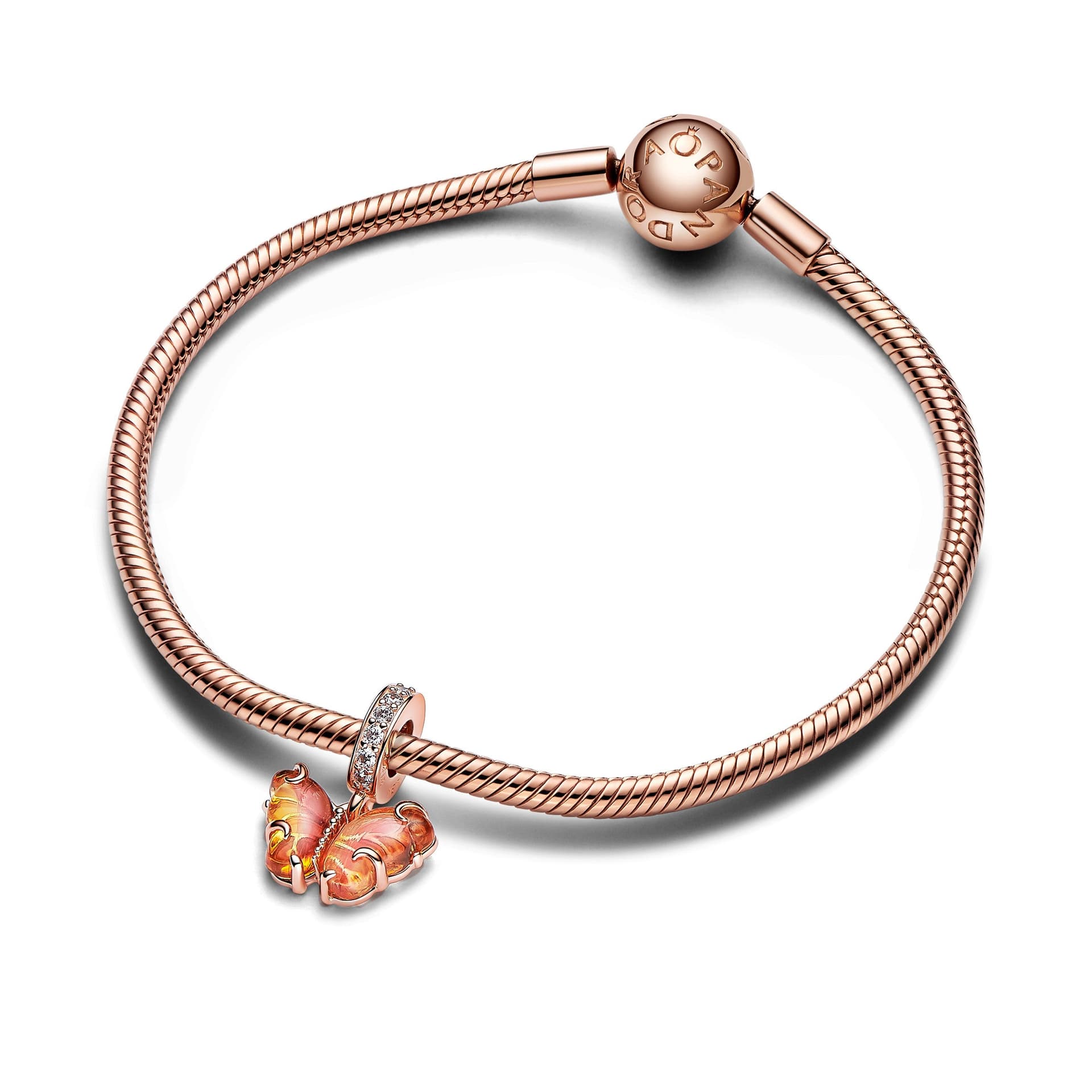 Pandora - Charm Pendente Farfalla Vetro di Murano Arancione e Rosa in Bead Charm Alba Gioielli - Casoria, commercioVirtuoso.it