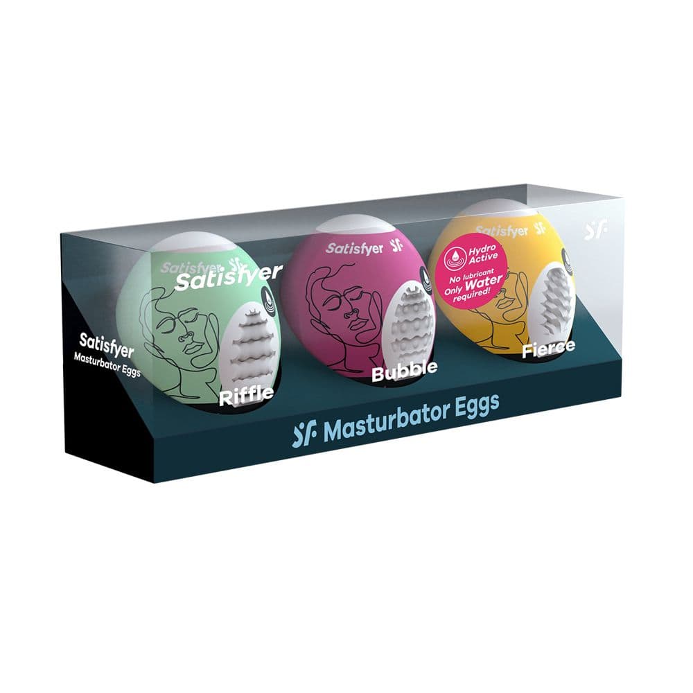 3 OVETTI PER LA MASTURBAZIONE MASCHILE SATISFYER MASTURBATOR EGG RIFFLE, BUBBLE AND FIERCE in Masturbatori a uovo Kondorama - Martinsicuro, commercioVirtuoso.it