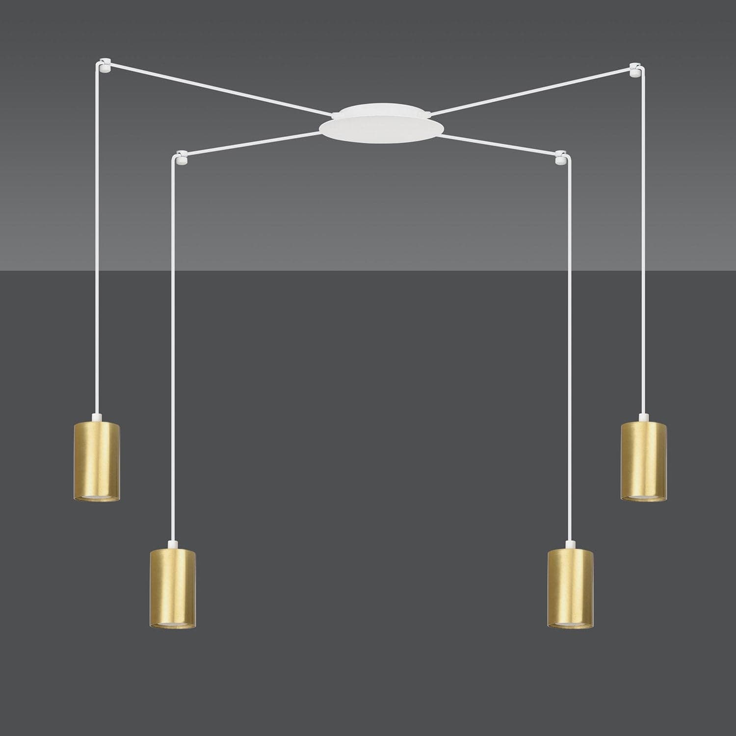 Sospensione A Ragno In Acciaio Bianco E Oro 4 Luci Tracker Con Cavo 3 Metri in Lampade a sospensione LuceArt - Montecorvino Pugliano, commercioVirtuoso.it