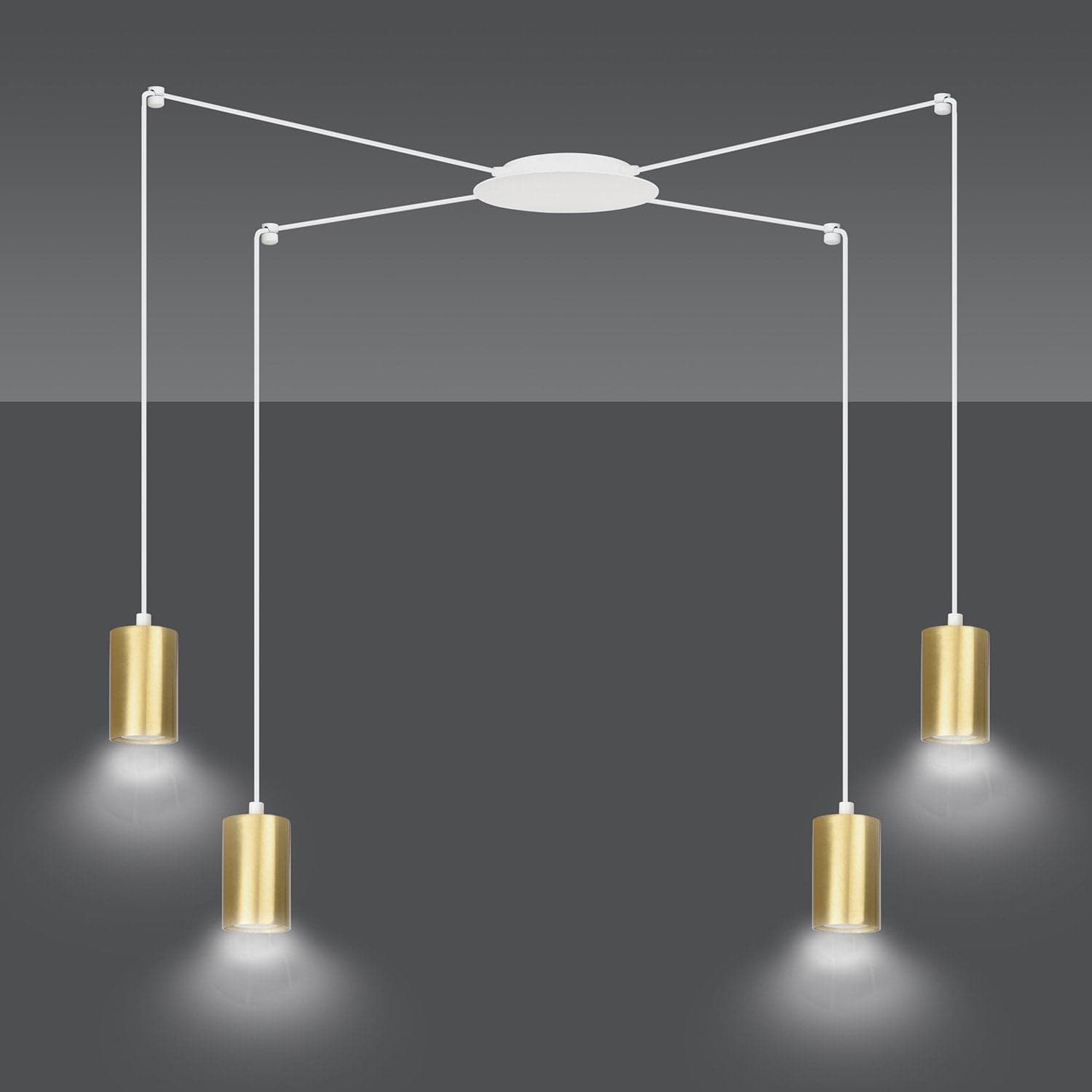 Sospensione A Ragno In Acciaio Bianco E Oro 4 Luci Tracker Con Cavo 3 Metri in Lampade a sospensione LuceArt - Montecorvino Pugliano, commercioVirtuoso.it