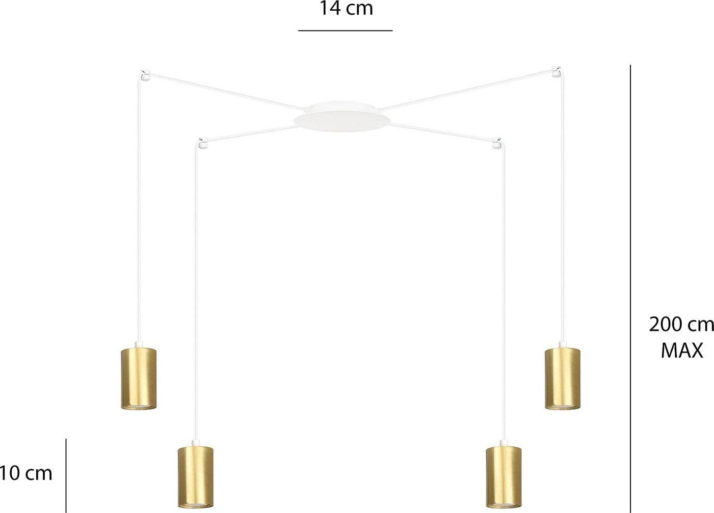 Sospensione A Ragno In Acciaio Bianco E Oro 4 Luci Tracker Con Cavo 3 Metri in Lampade a sospensione LuceArt - Montecorvino Pugliano, commercioVirtuoso.it