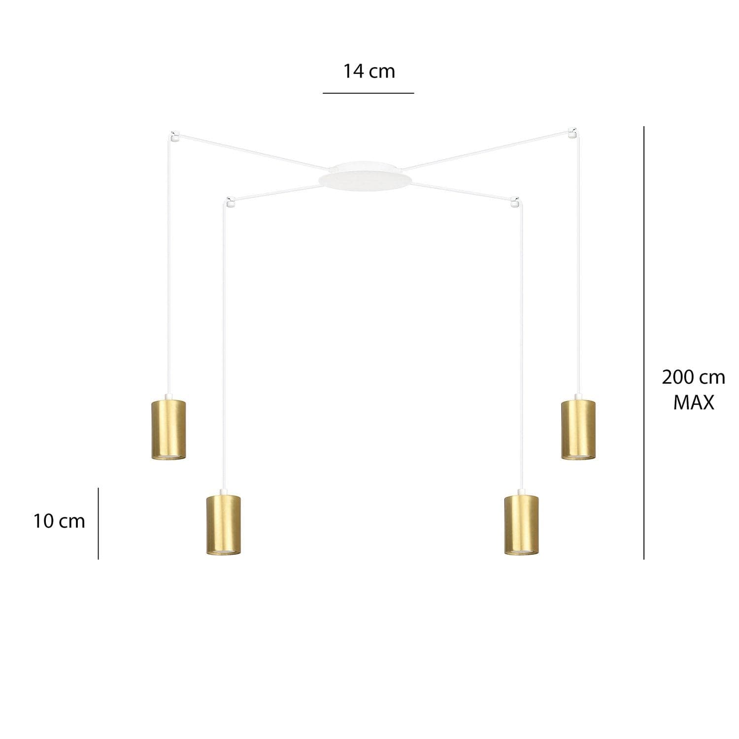 Sospensione A Ragno In Acciaio Bianco E Oro 4 Luci Tracker Con Cavo 3 Metri in Lampade a sospensione LuceArt - Montecorvino Pugliano, commercioVirtuoso.it