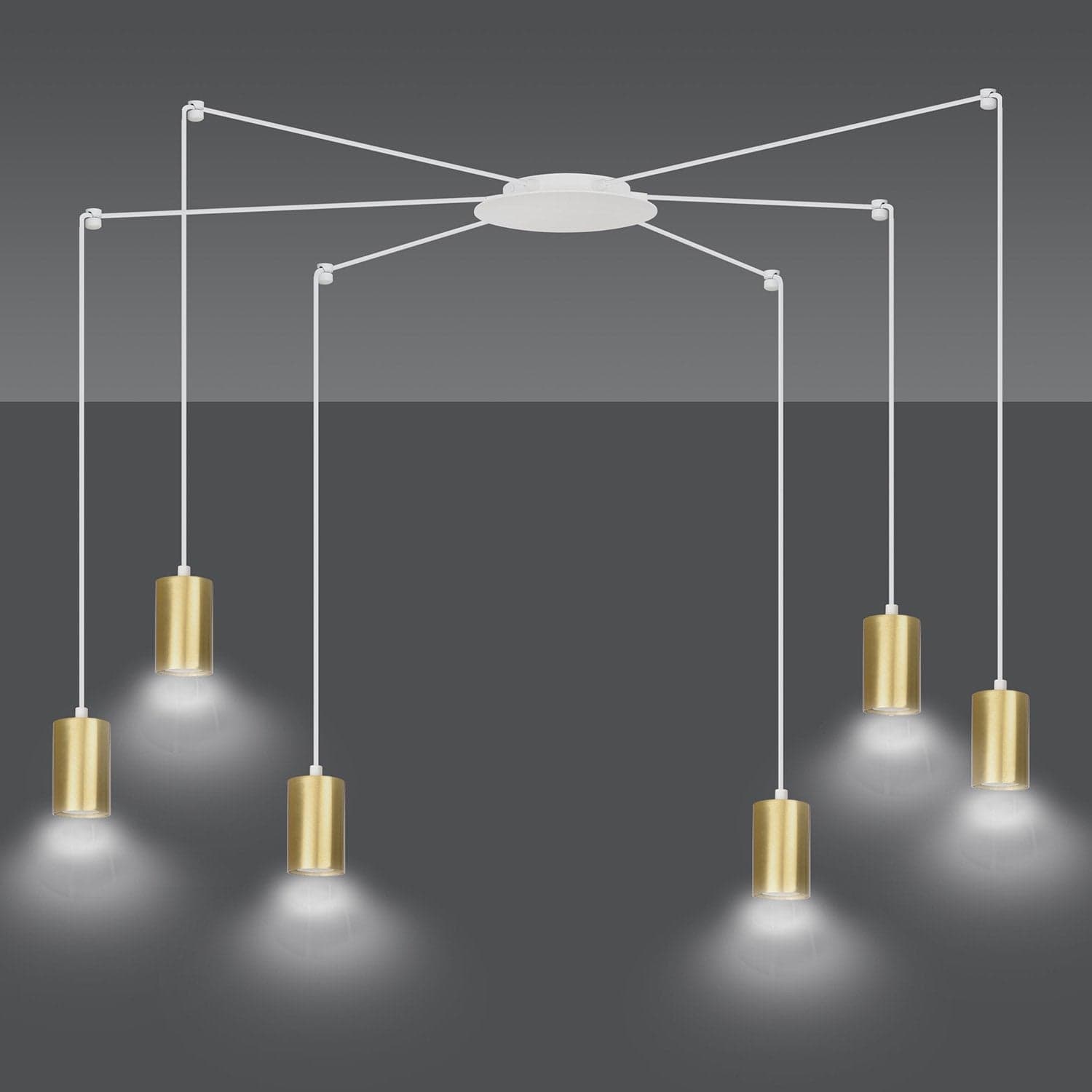 Sospensione A Ragno In Acciaio Bianco E Oro 6 Luci Tracker Con Cavo 3 Metri in Lampade a sospensione LuceArt - Montecorvino Pugliano, commercioVirtuoso.it