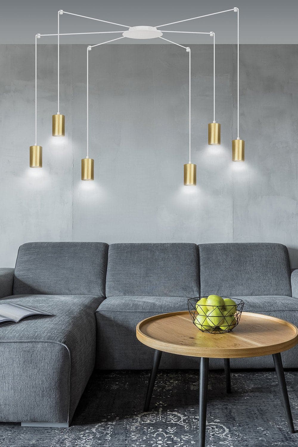 Sospensione A Ragno In Acciaio Bianco E Oro 6 Luci Tracker Con Cavo 3 Metri in Lampade a sospensione LuceArt - Montecorvino Pugliano, commercioVirtuoso.it