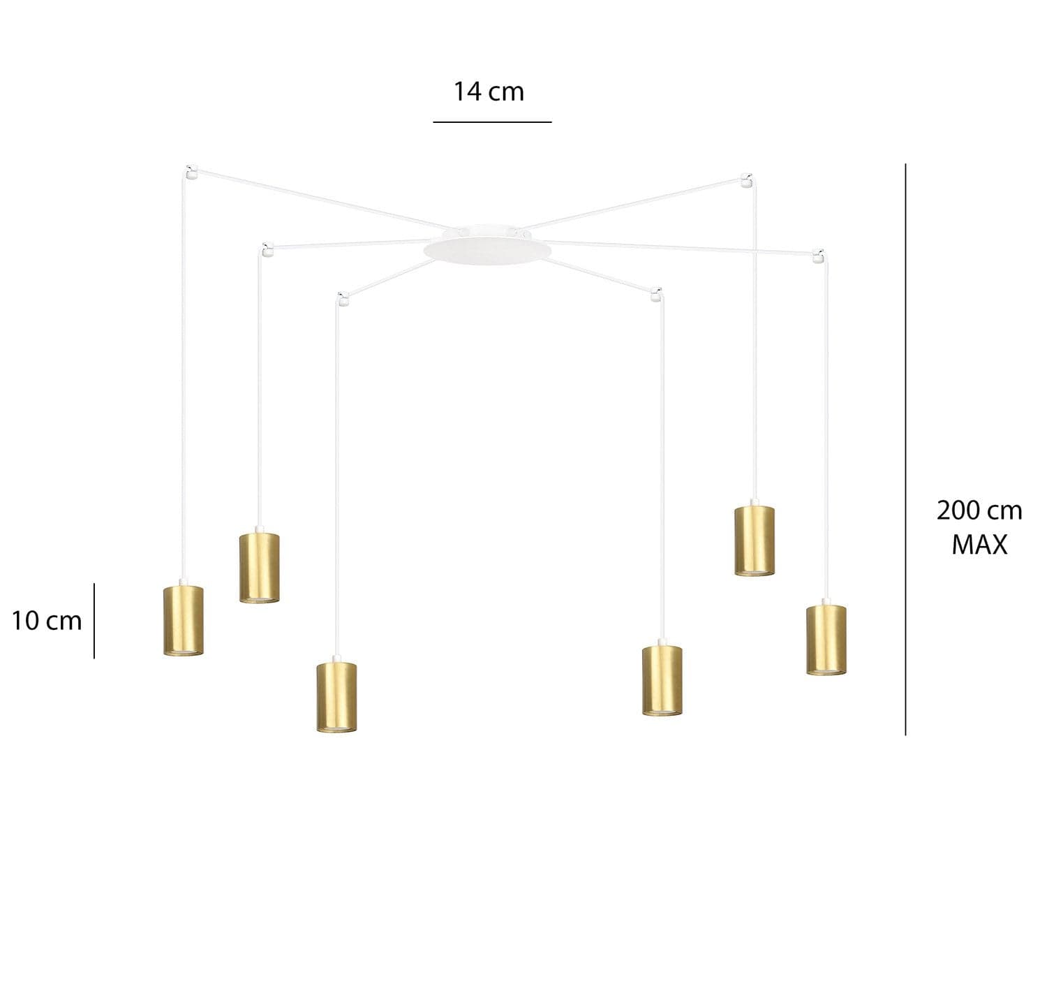 Sospensione A Ragno In Acciaio Bianco E Oro 6 Luci Tracker Con Cavo 3 Metri in Lampade a sospensione LuceArt - Montecorvino Pugliano, commercioVirtuoso.it