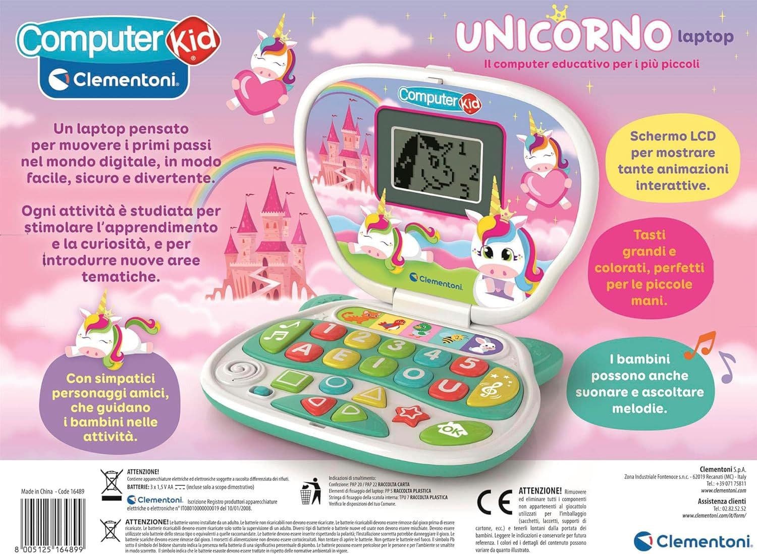 Clementoni - Laptop Educativo Unicorno 16489 in Giochi elettronici Centro Bimbo - Siderno, commercioVirtuoso.it